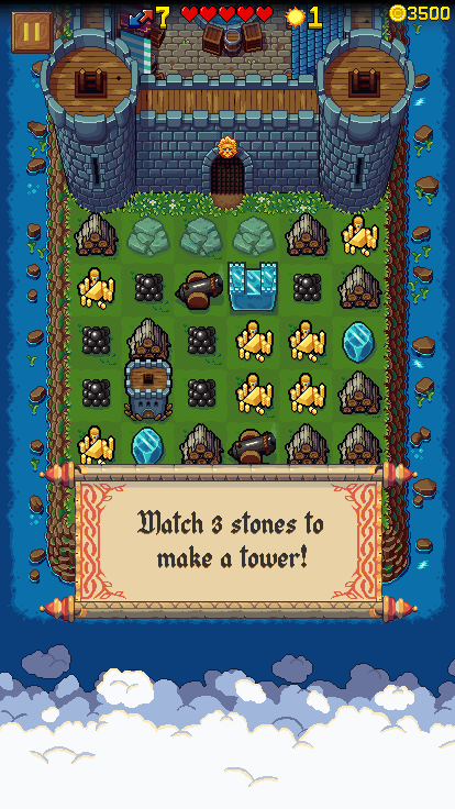 Screenshot of match-3 stones for a tower